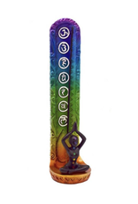 9.5" Coloured Chakra w/ Meditating Figure Incense Burner