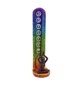 9.5" Coloured Chakra w/ Meditating Figure Incense Burner