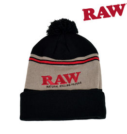 RAW Pompom Toque - Black & Brown