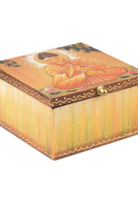 5" x 5" Hand Painted Wooden Box - Buddha