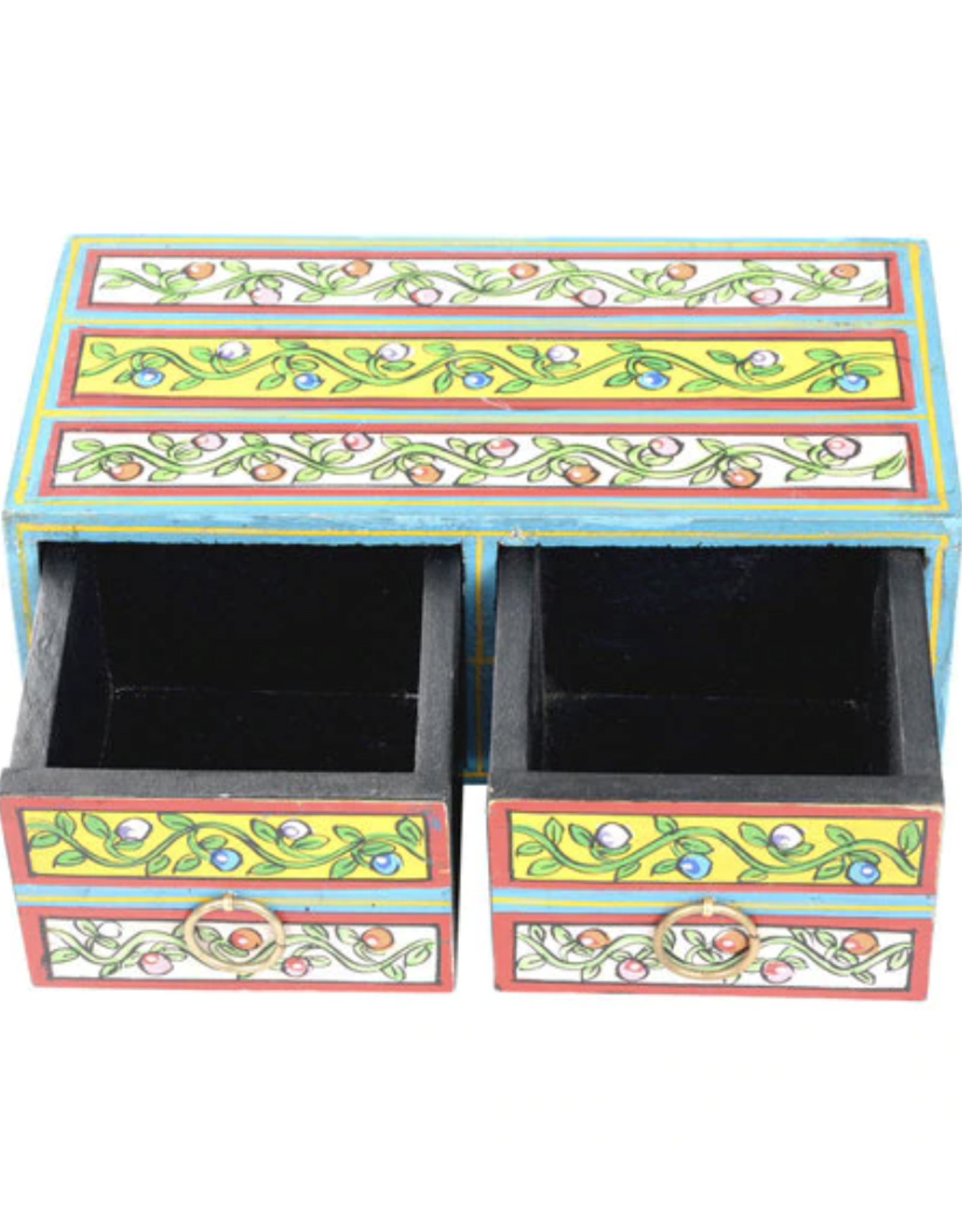7.5" x 5.5" Hand Painted Wooden Box w/ Drawers