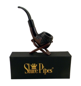 5.5" Engraved Bent Apple Rosewood Pipe by Shire Pipes