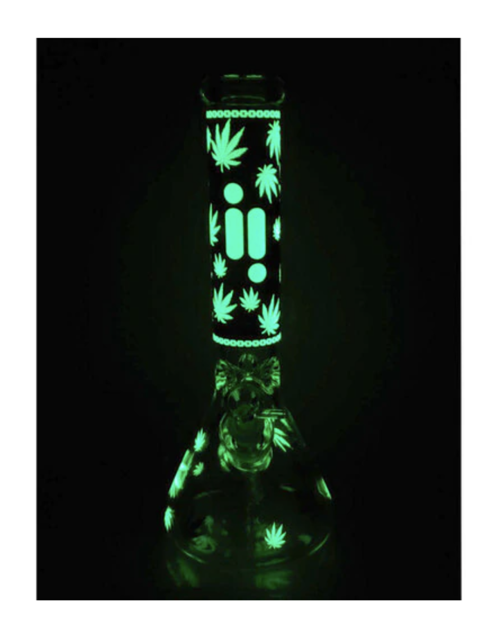 Infyniti 14" Beaker w/ Ice Pinch & Glow-in-the-Dark Coloured Leaf Print by Infyniti