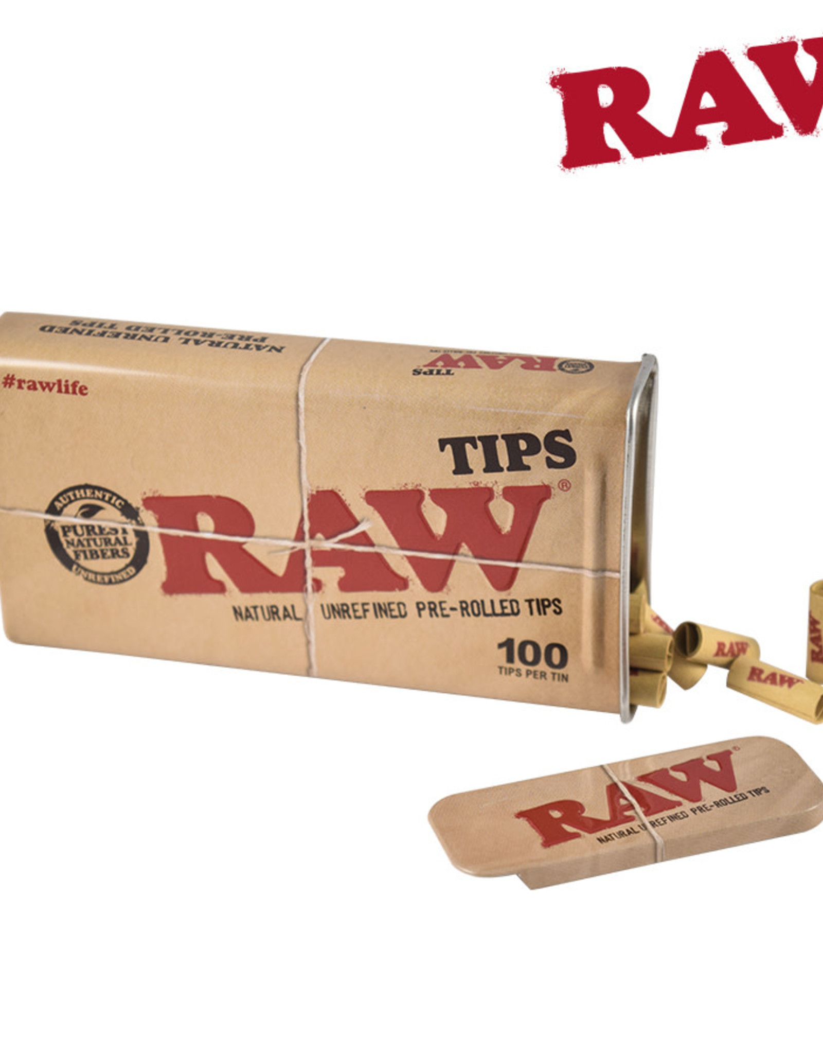 RAW RAW Tips in Tin - 100 Pre-Rolled Tips