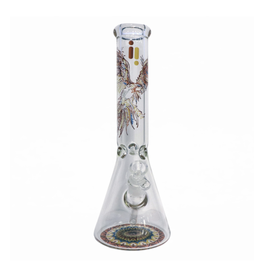 14" Eagle & Mandala Design Beaker by Infyniti Glass