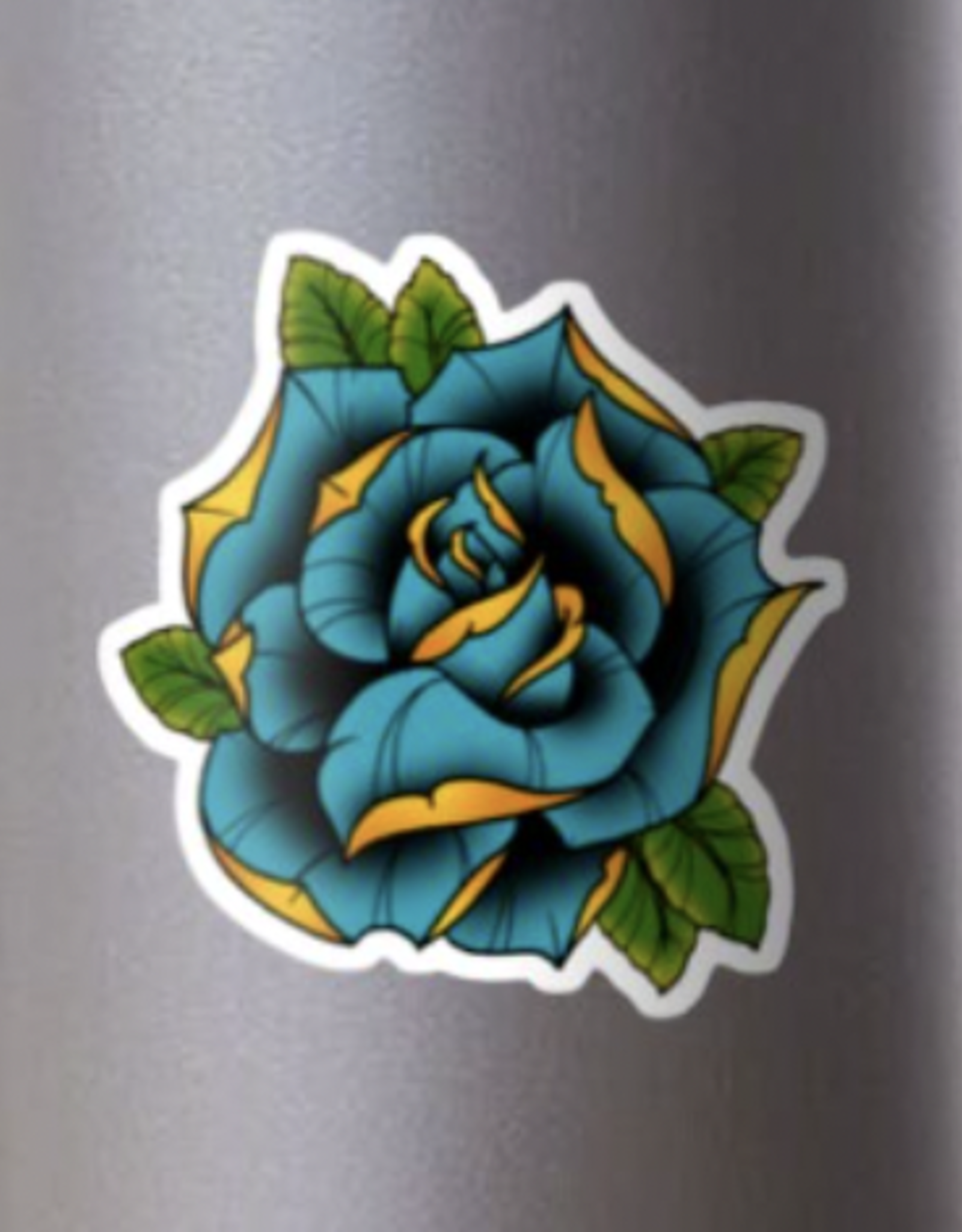Neotraditional Rose in Blue Sticker