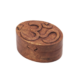 OM Wooden Puzzle Box - 4.5" x 3.25"