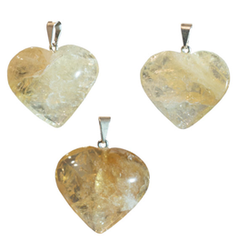 Gemstone Heart Pendant - Golden Healer Quartz