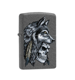 Zippo Wolf Skull Feather Zippo