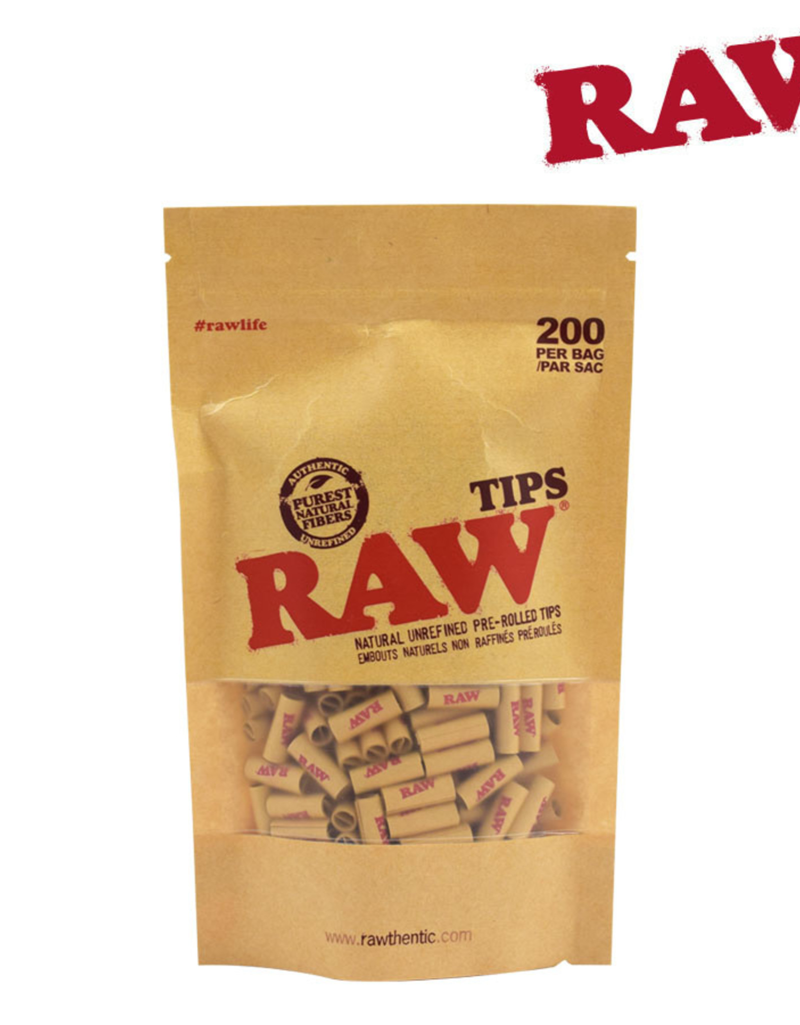 RAW RAW Pre-Rolled Unbleached Tips 200/bag