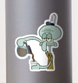 Squidward Getting Coffee Sticker