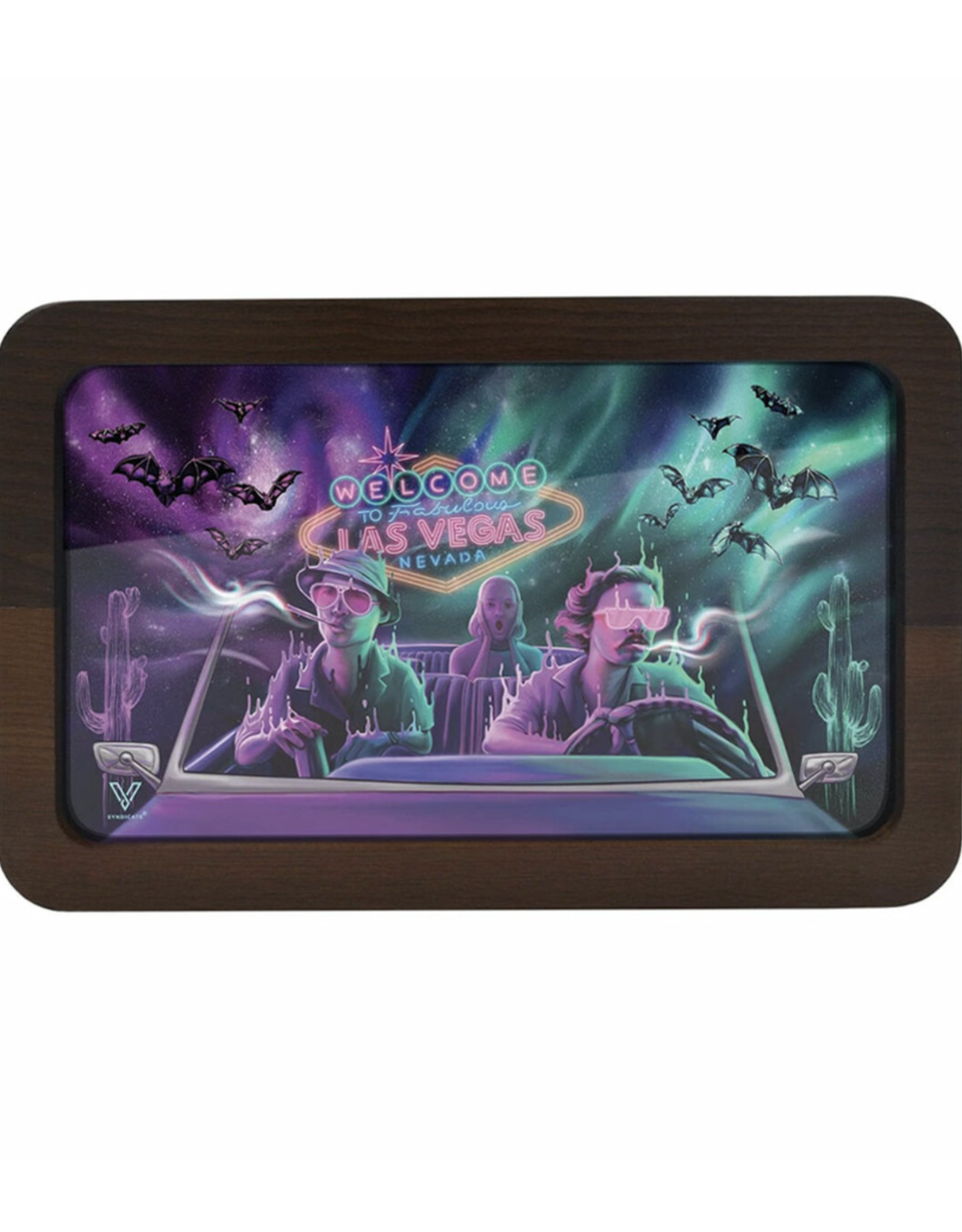 V Syndicate High-Def 3-D Wood Rolling Tray - Bat Country