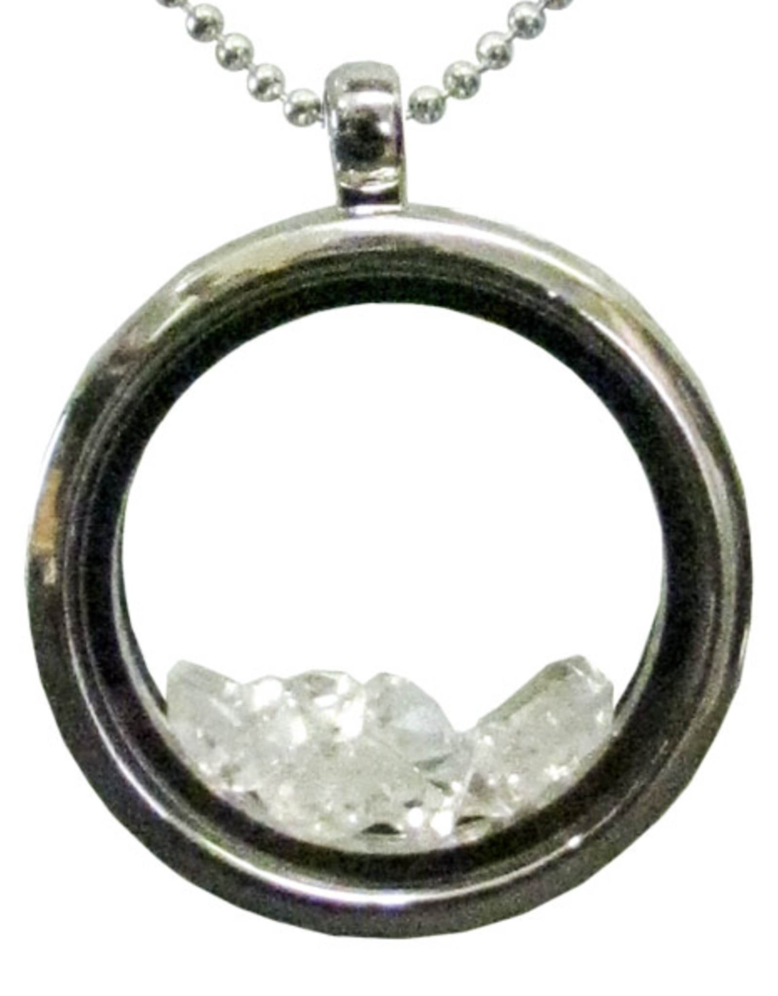 Round Glass Locket - Herkimer Diamond