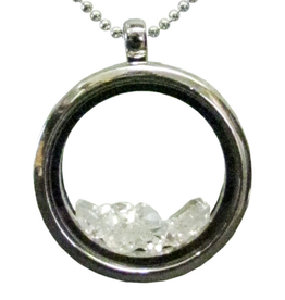 Round Glass Locket - Herkimer Diamond