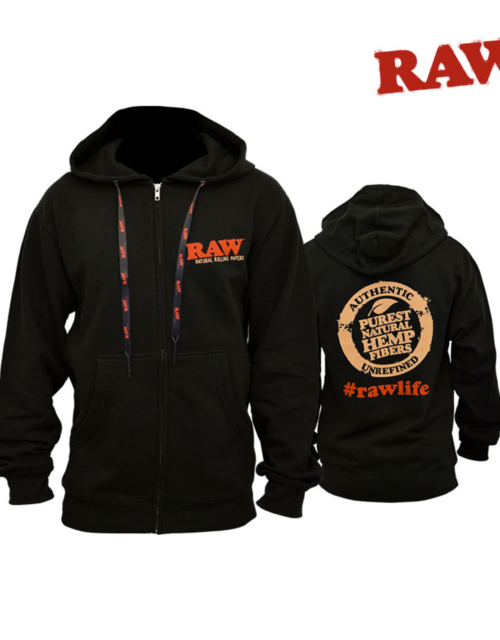 RAW RAW Black Zipper Hoodie