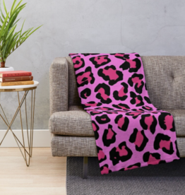 Hot Pink Leopard Print Throw Blanket - Large