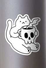 Cat and Skull Mug Sticker