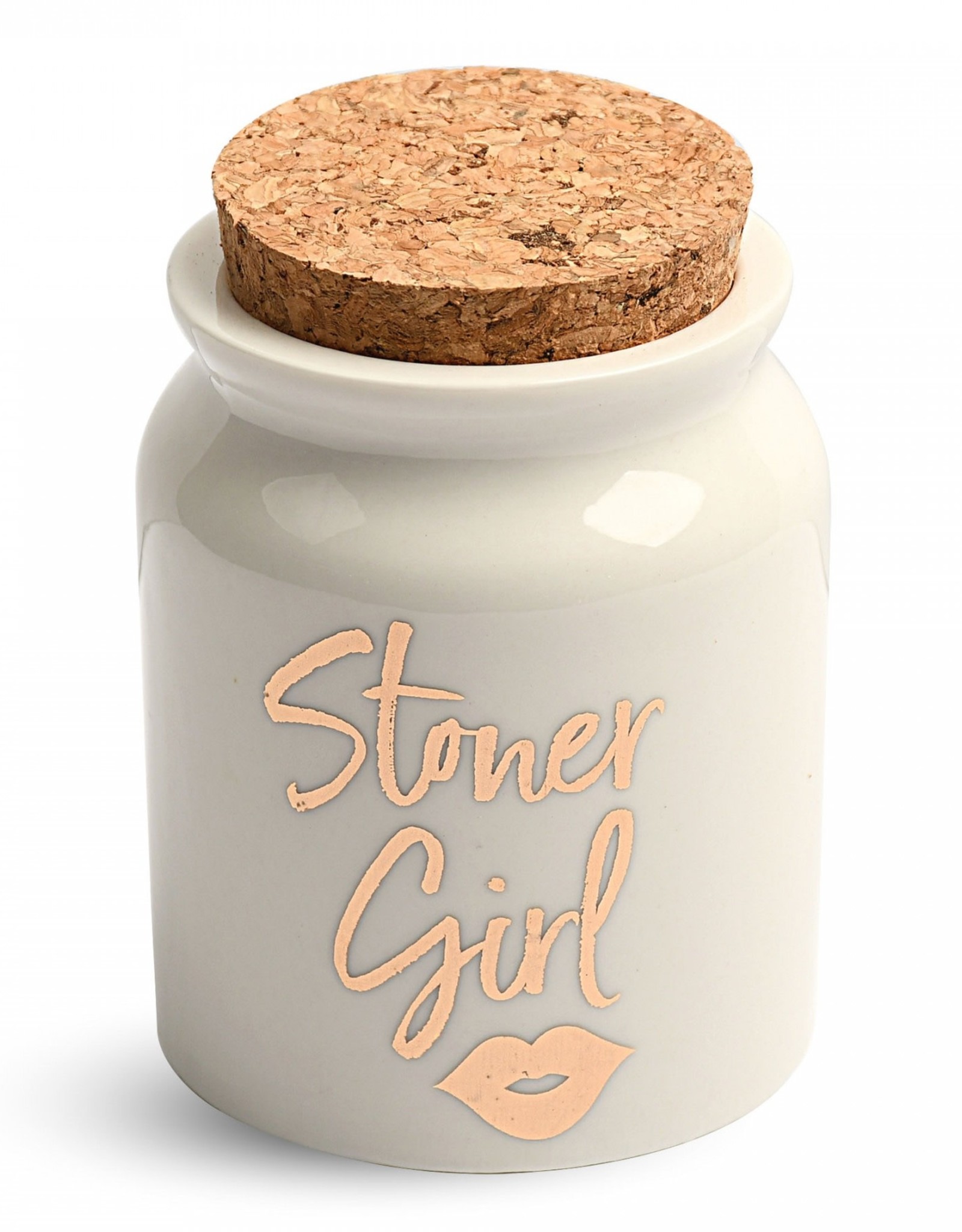Stoner Girl White Ceramic Stash Jar