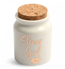 Stoner Girl White Ceramic Stash Jar
