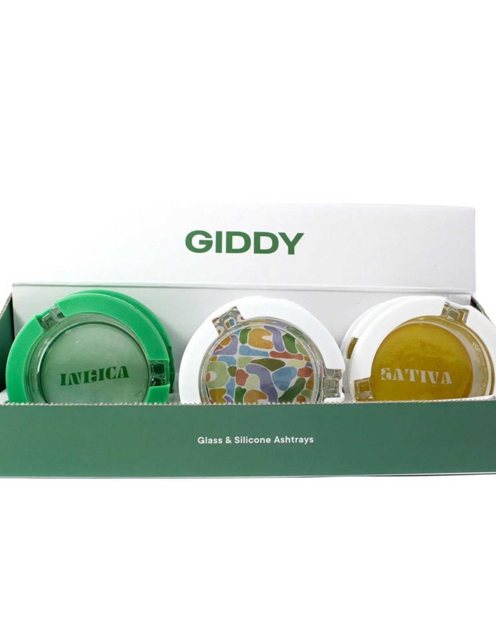 Giddy 3" Sativa Glass Ashtray with Silicone Cover