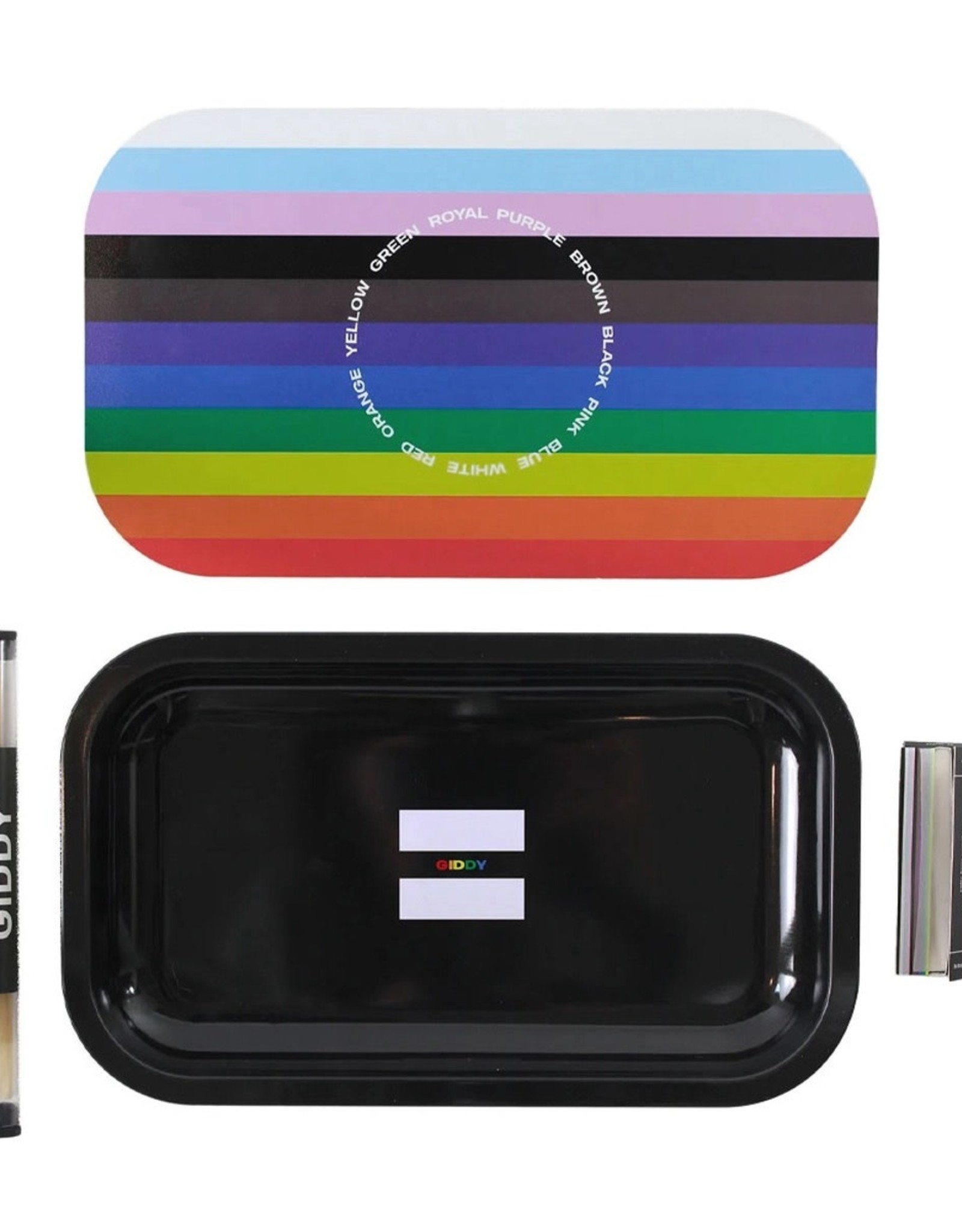 Giddy Equality Rolling Tray Bundle with Lid, Cones, and Papers
