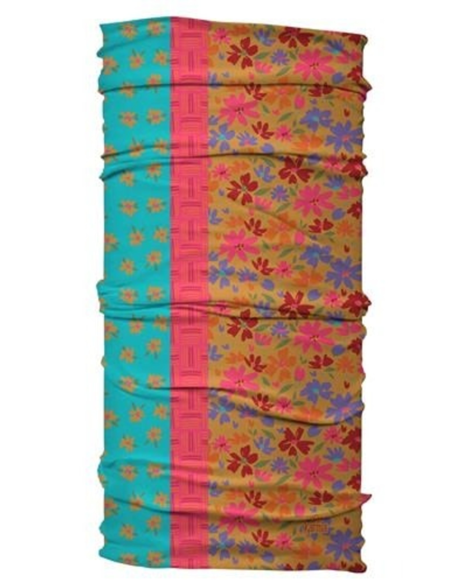 Wide Headband - Teal/Apricot Split Floral