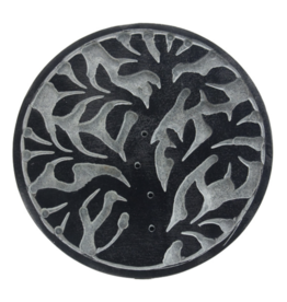 Tree of Life Soapstone Round Incense Burner Tree of Life Soapstone Round Incense Burner