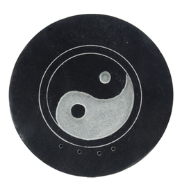 Yin Yang Soapstone Round Incense Burner