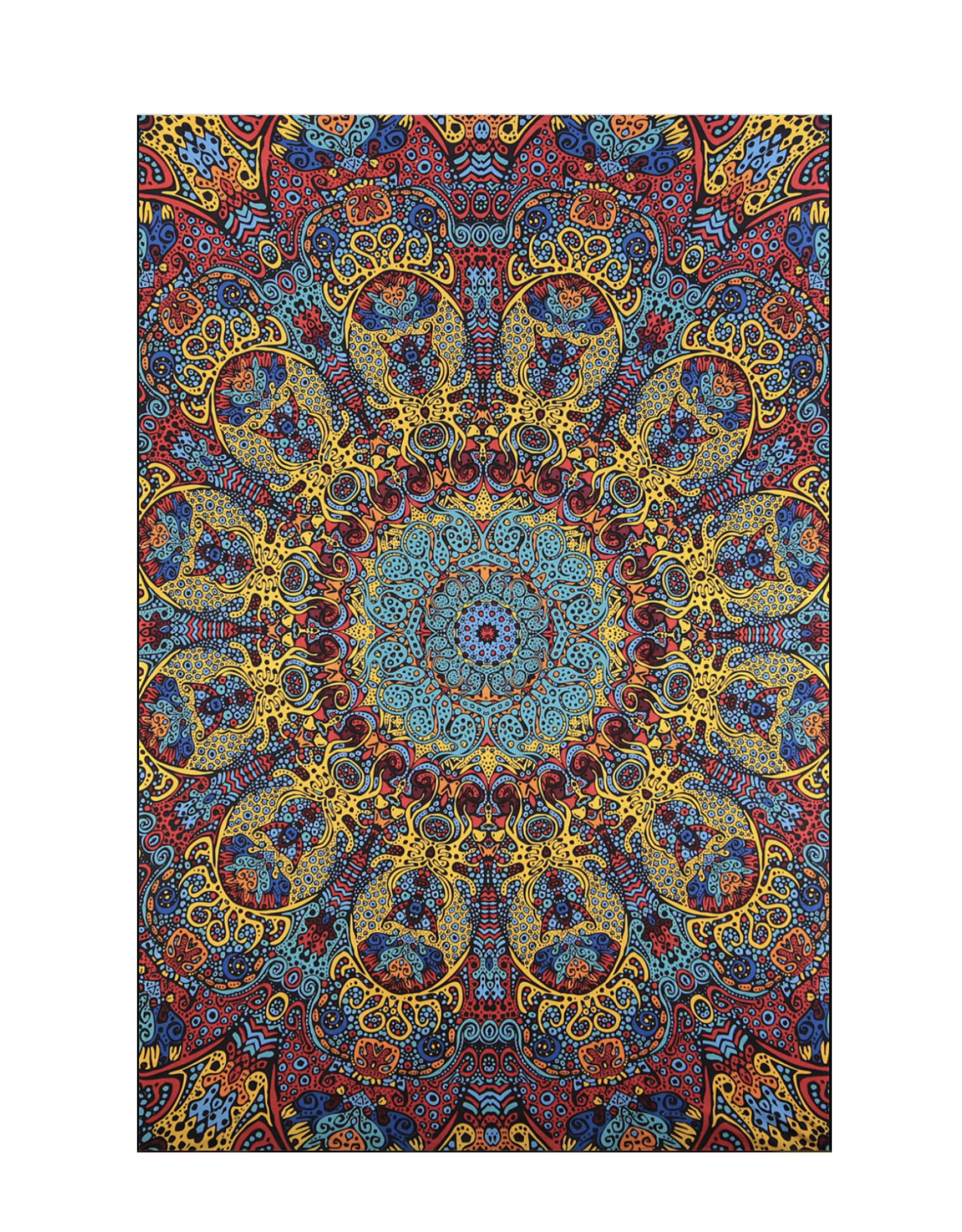 3D Psychedelic Sunburst Tapestry 60"x90"- Art by Chris Pinkerton