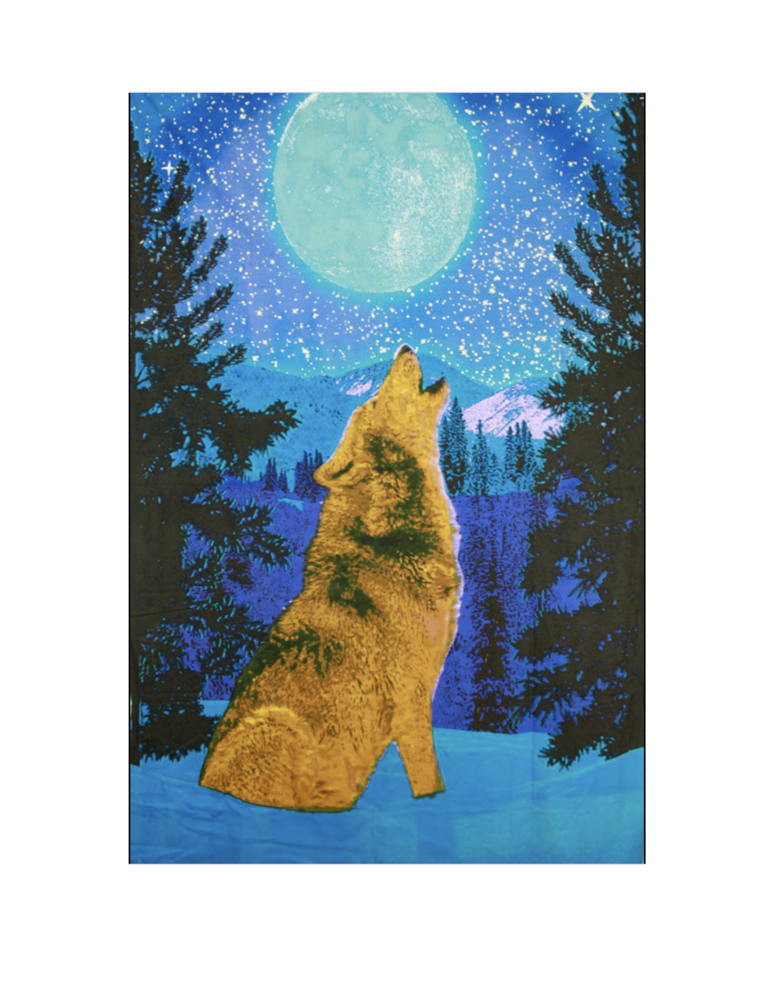 3D Glow in the Dark Wolf Tapestry 60"x90"