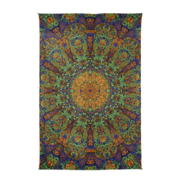 3D Green & Gold Burst Tapestry 60"x90" - Art by Chris Pinkerton