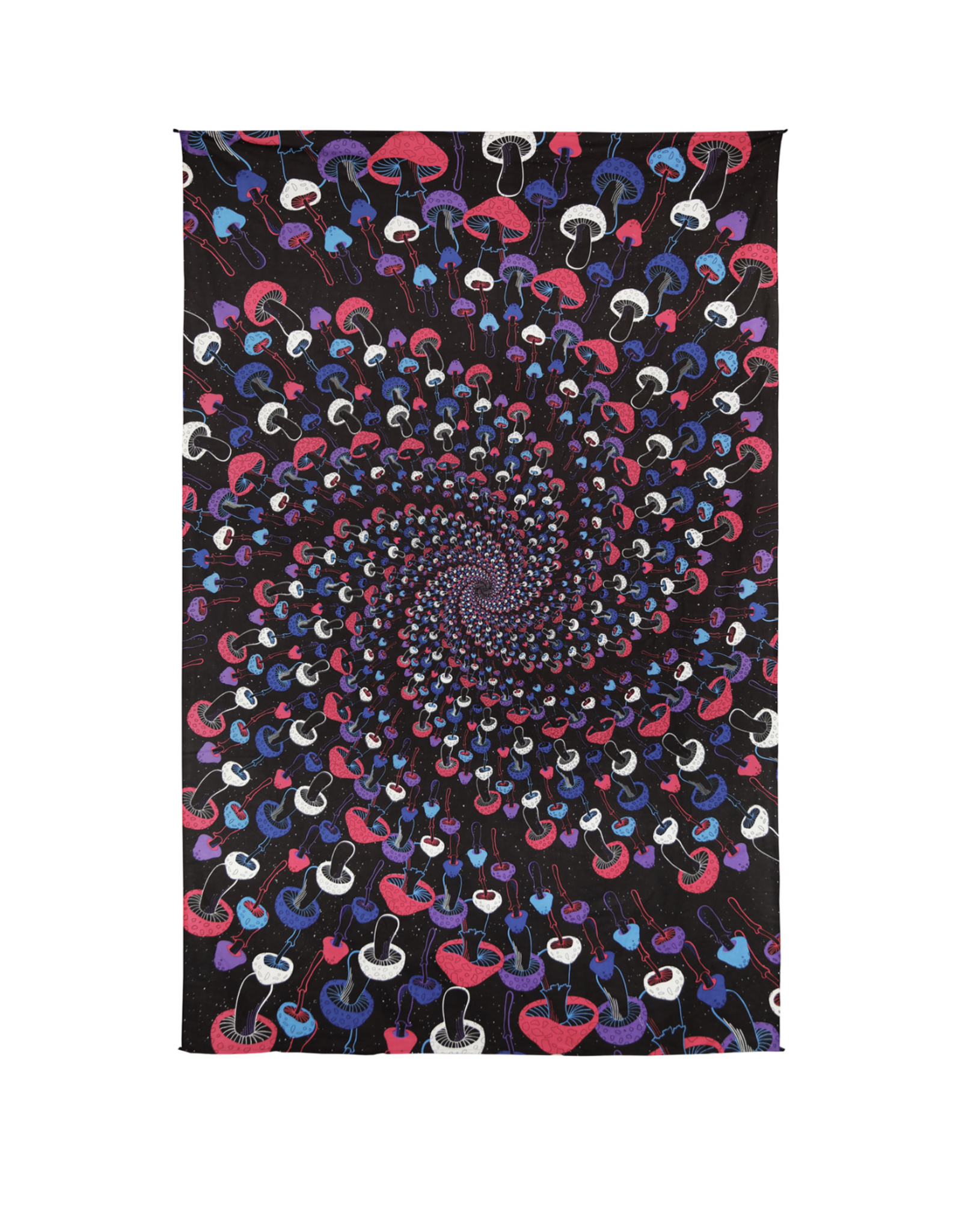 3D Glow In The Dark Shroom Spiral Tapestry 60"x90" - Art by Dina June Toomey