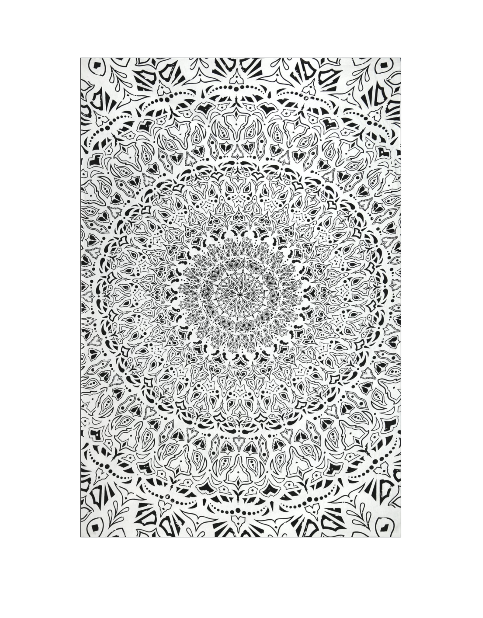 Zest For Life Tropical Mandala Tapestry 52"x80" Black - Artwork by Dina June Toomey