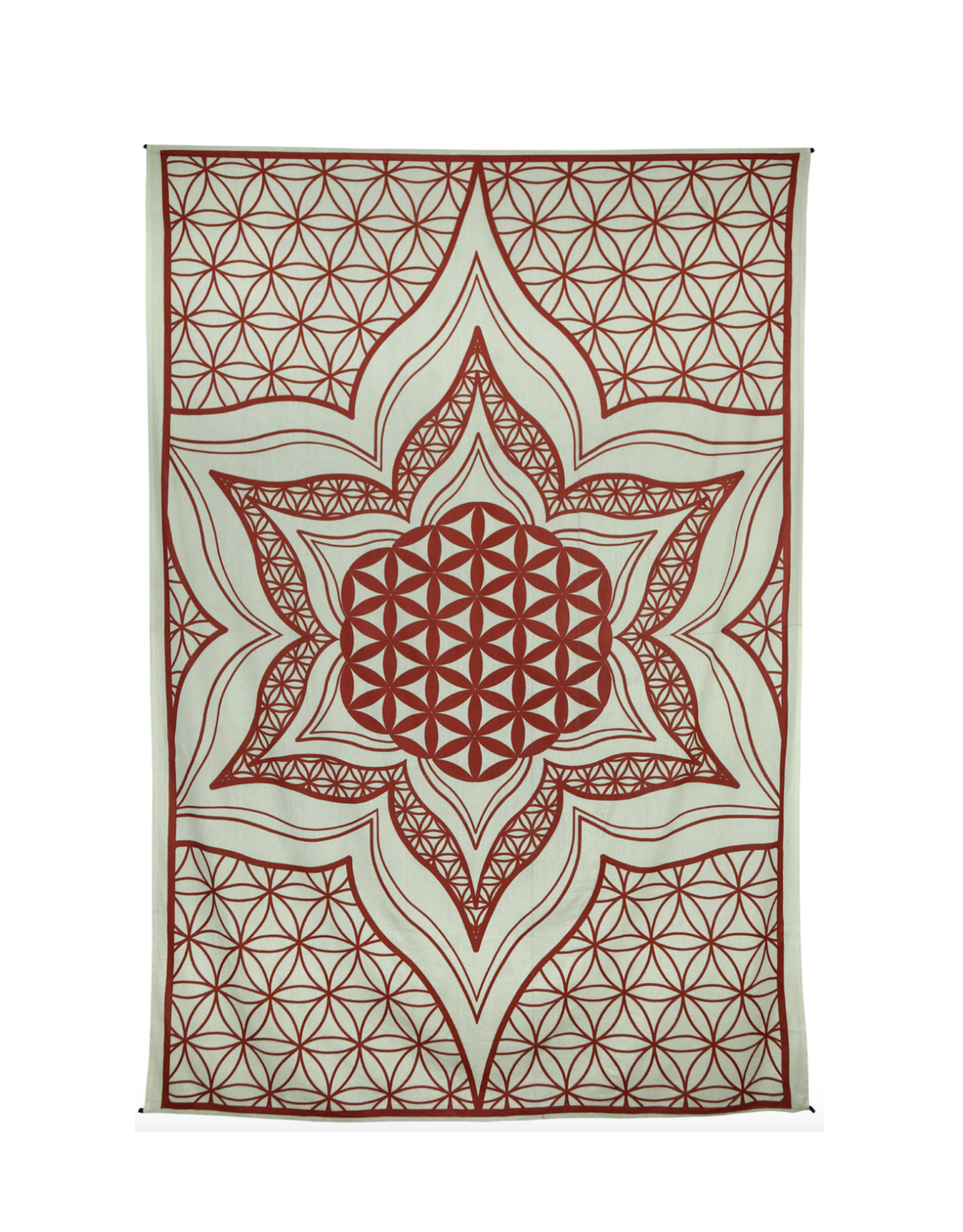 Red Flower Of Life Tapestry 52"x80" - Zest For Life
