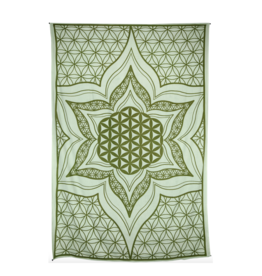 Green Flower Of Life Tapestry 52"x80" - Zest for Life