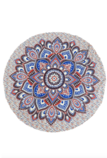 Round Red/Blue Mandala Tablecloth Tapestry 80" - Hemmed Edge