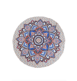 Round Red/Blue Mandala Tablecloth Tapestry 80" - Hemmed Edge