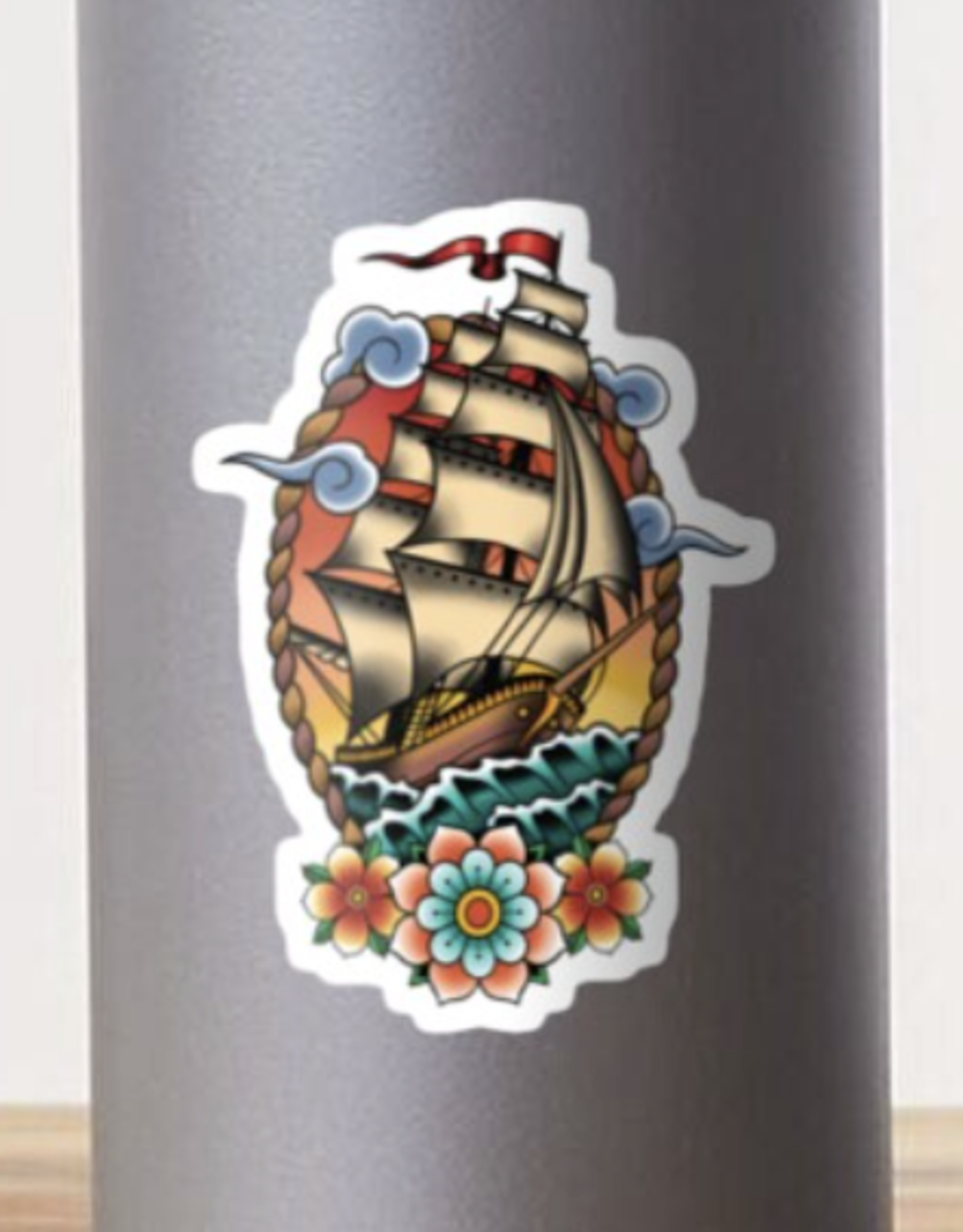 Traditional Tattoo Sailing Ship Sticker