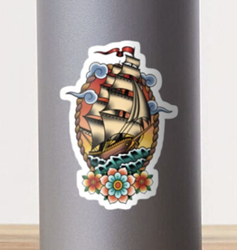Traditional Tattoo Sailing Ship Sticker