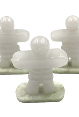 Stone Inukshuk - White Marble on New Jade