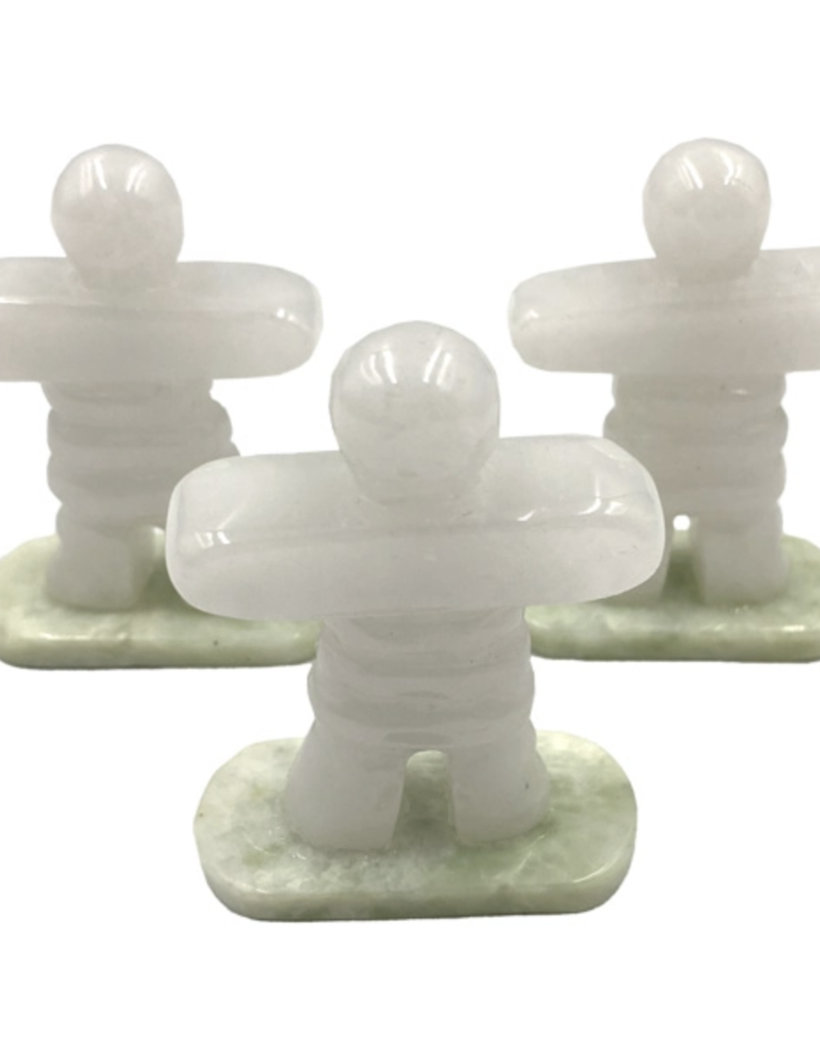 Stone Inukshuk - White Marble on New Jade