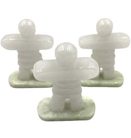 Stone Inukshuk - White Marble on New Jade