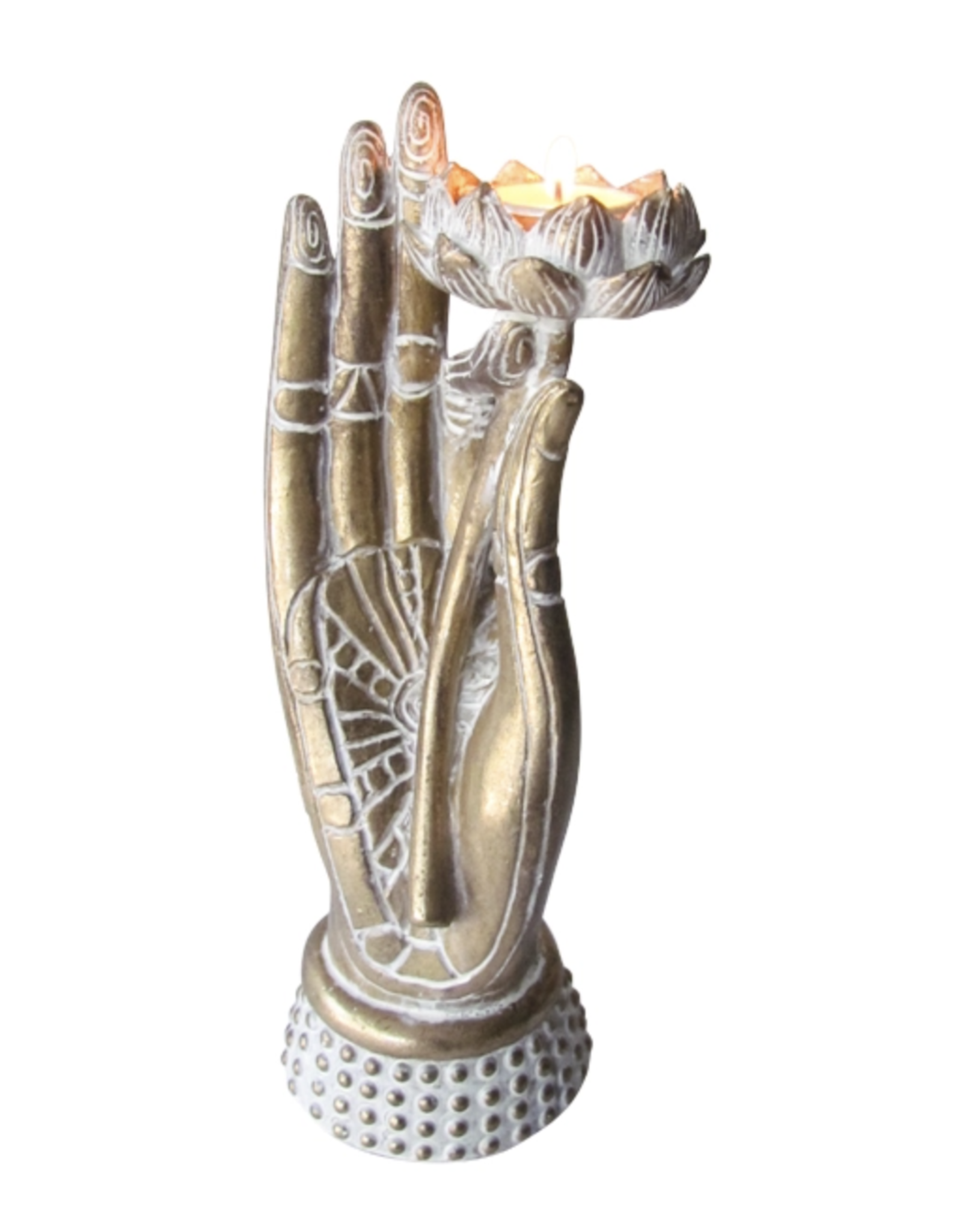 Vitarka Hand with Lotus Candle Holder