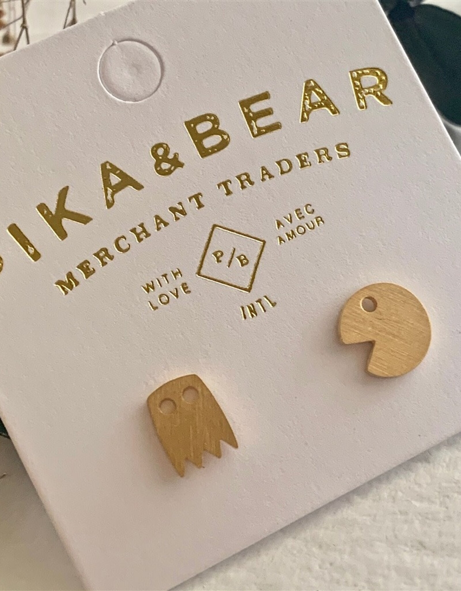 "Pac-Attack" Gold Arcade Stud Earrings