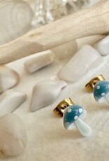 "Agaric" Blue Porcelain Mushroom Stud Earrings