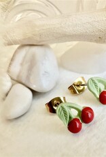 "Pomona" Porcelain Cherry Stud Earrings