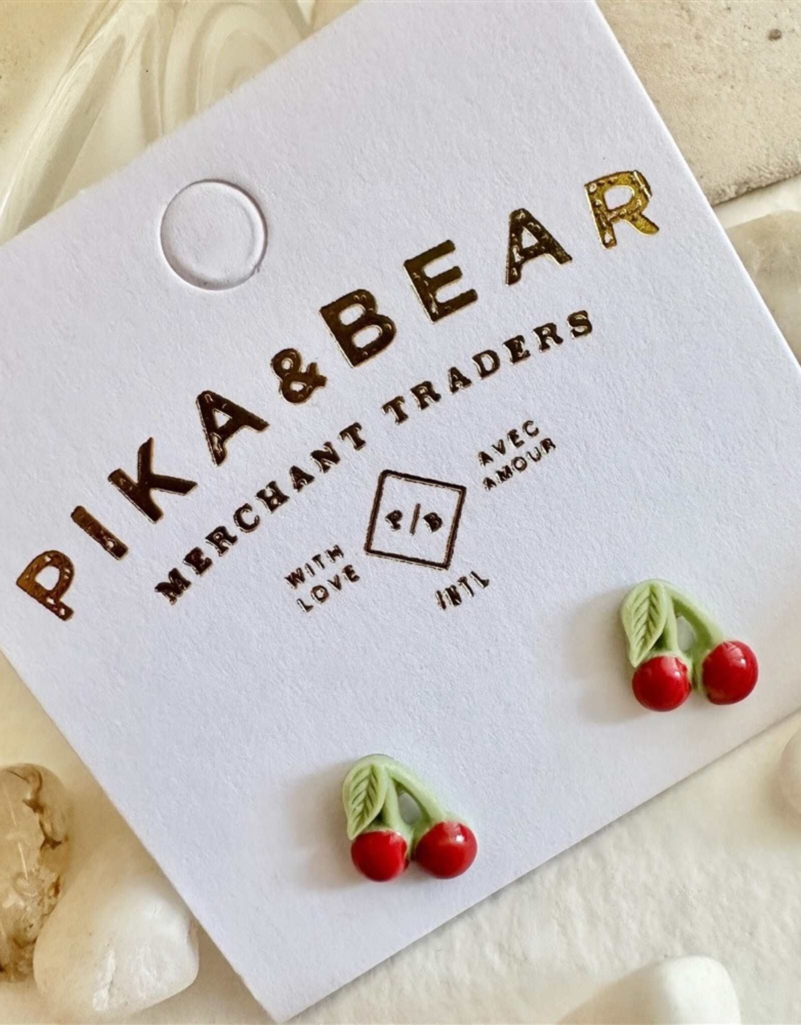 "Pomona" Porcelain Cherry Stud Earrings