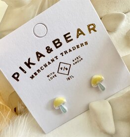 "Agaric" Yellow Porcelain Mushroom Stud Earrings