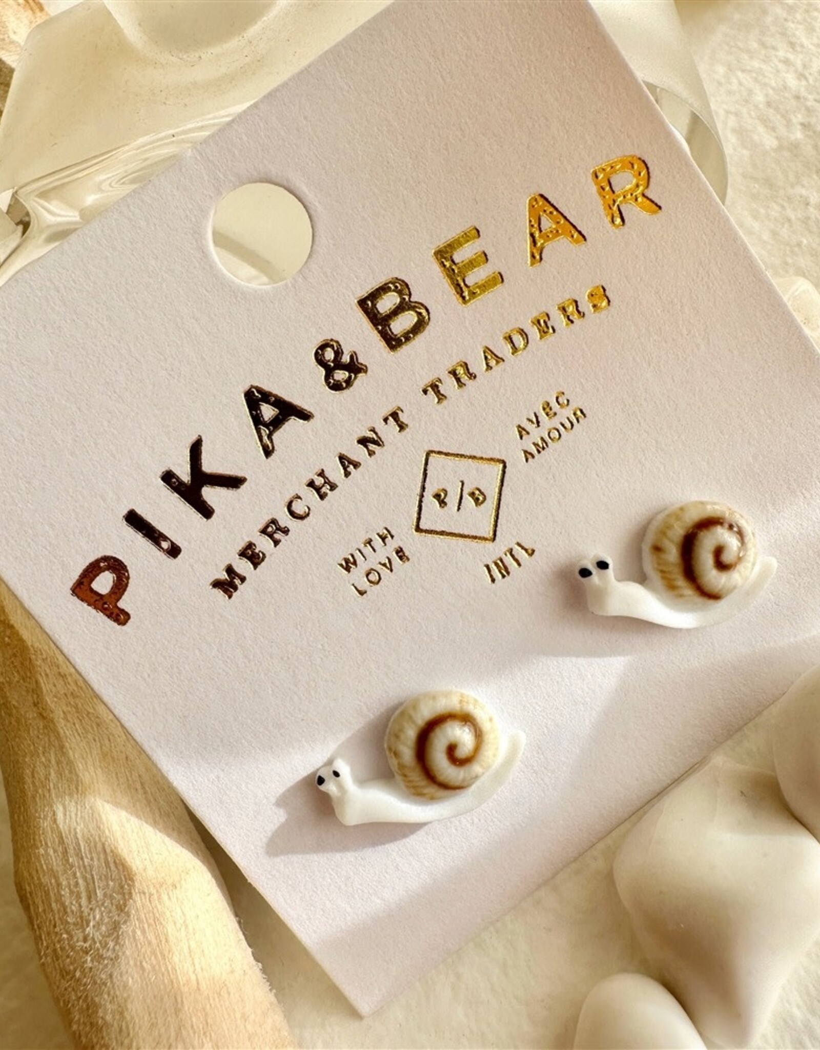 "Helmi" Porcelain Snail Stud Earrings