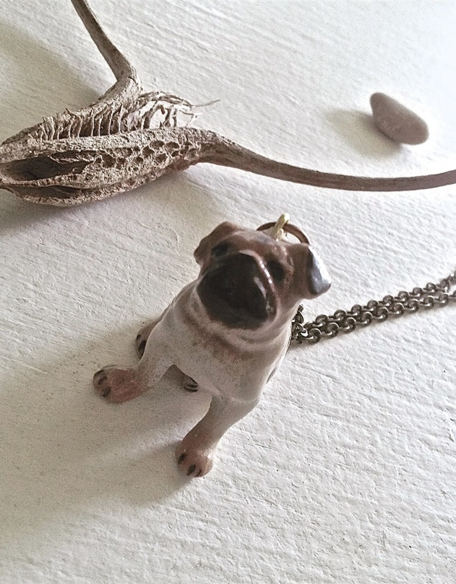 "Pug Life" Porcelain Pug Pendant Necklace